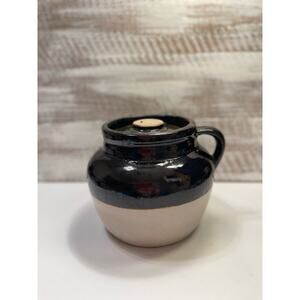 Vintage Primitive Number 3 Bean Pot/Crock One Handle with Lid